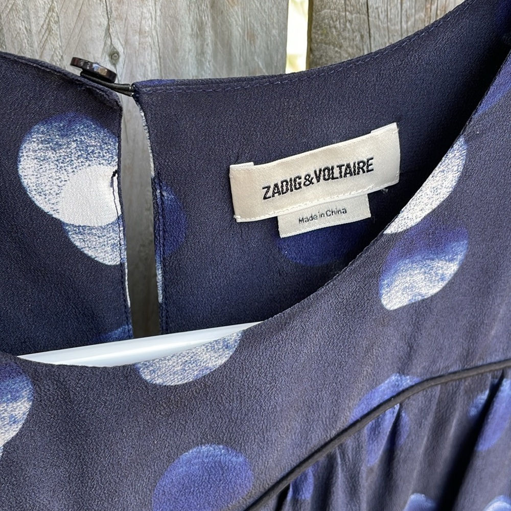 Zadig & Voltaire Rooka Dot Mini Silk Dress washable Marine XS - Picture 9 of 16